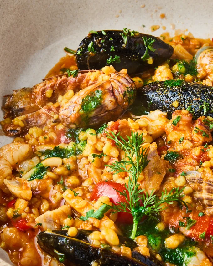 Fregula with local mussels and clams