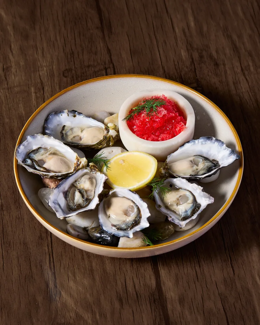 Freshly shucked oysters