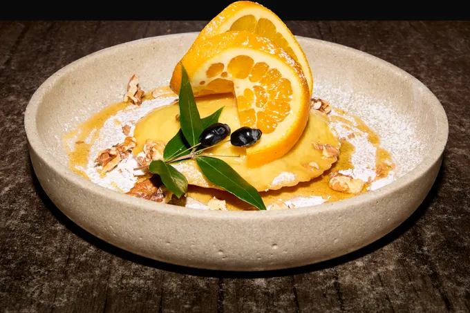 Seadas with honey and blood orange